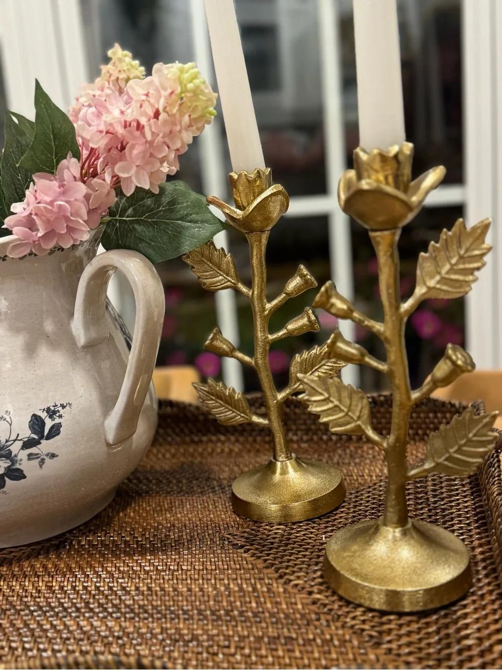 2/  Threshold Gold Metal Botanical Taper Candle Holder